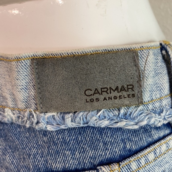 Carmar BlueJean Shorts High-Waisted Two-Tone Distressed Two Tone Cutoff Denim 26 - Picture 5 of 10